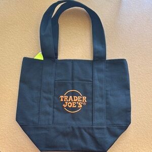 Trader Joe's Black mini Tote Bag with Orange Logo